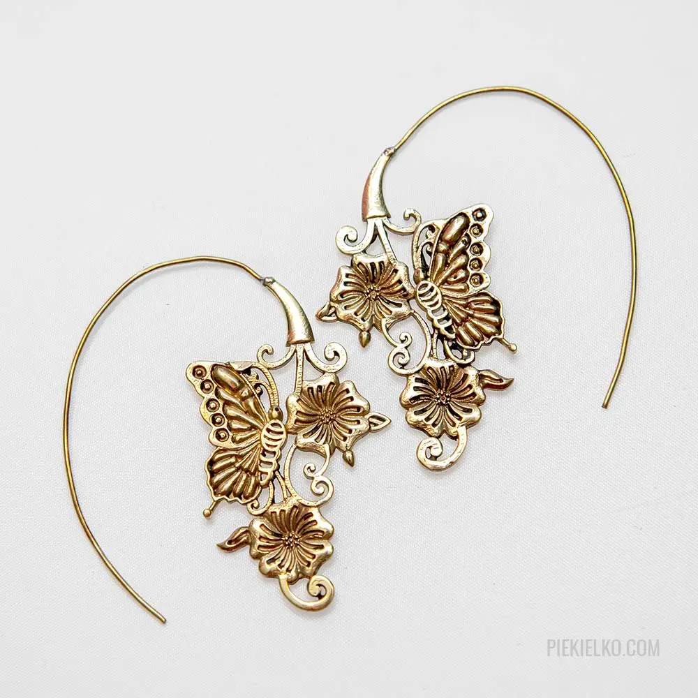 Butterfly and flowers earrings