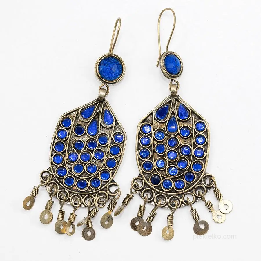 Kuchi earrings with blue crystals